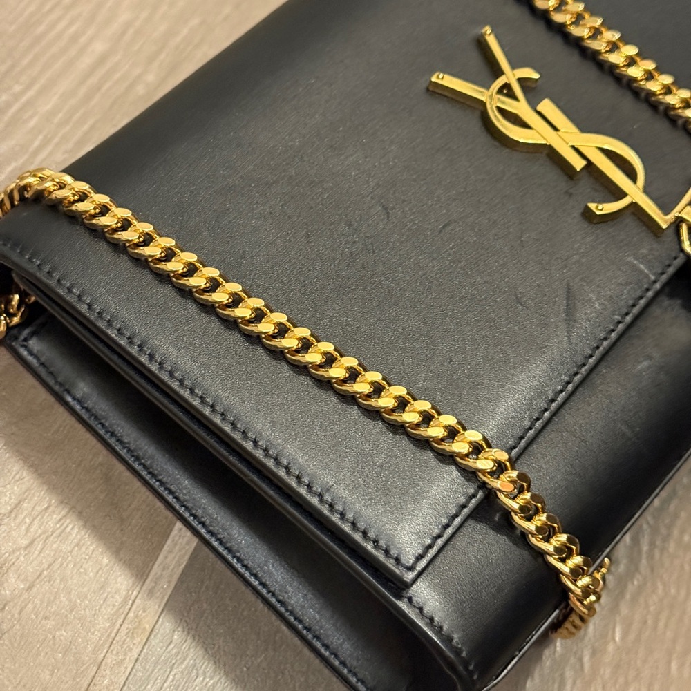 Yves Saint Laurent Black and Gold Crossbody Bag